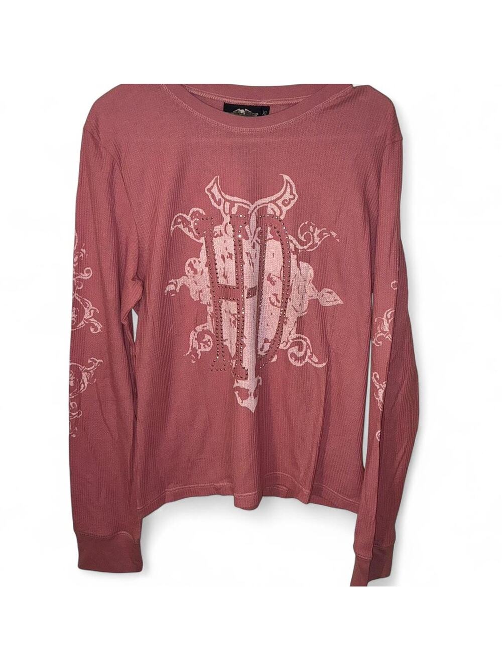 pink rhinestone harley davidson long sleeve top